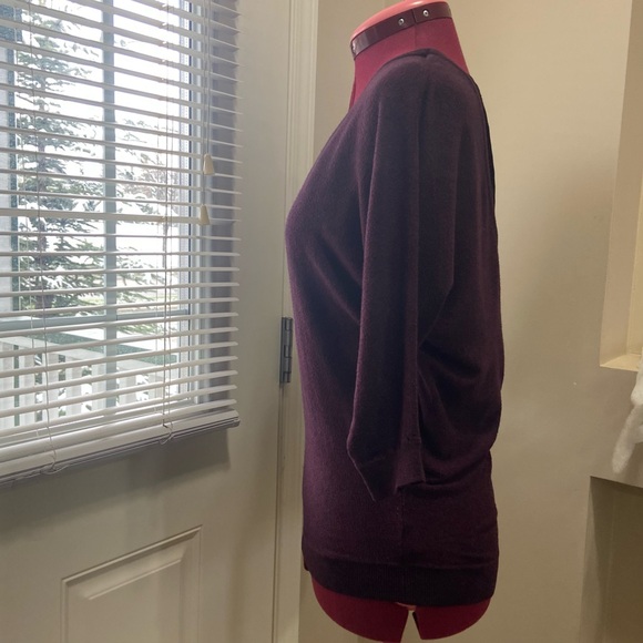 Express women burgundy and black lace back detail 3/4 sleeves top. Size S. Used. - Picture 3 of 8